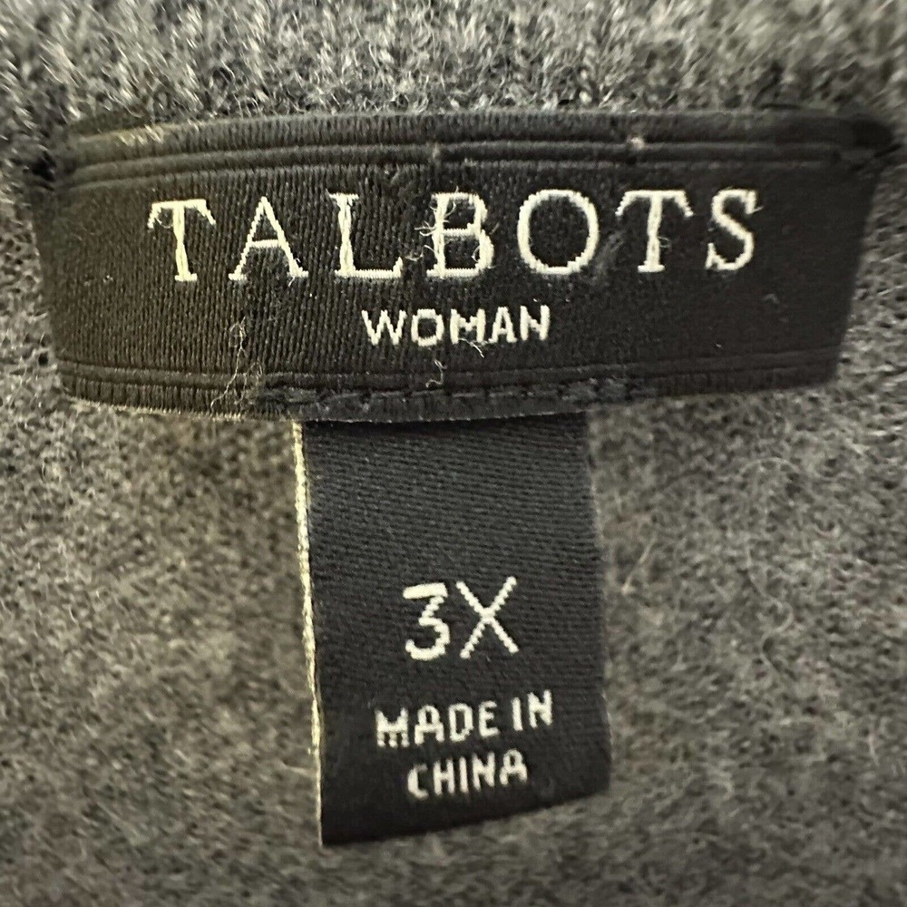 Talbots Sweater Womens 3x Gray Cardigan Beaded Lambswool Dressy Holiday Party - Picture 7 of 11